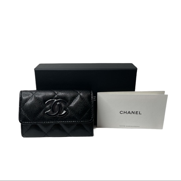 ❌SOLD❌Chanel Caviar So Black Card Holder Wallet - Picture 1 of 8